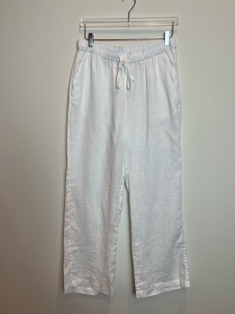 Caslon Lightweight White Drawstring Linen Pants Size Medium